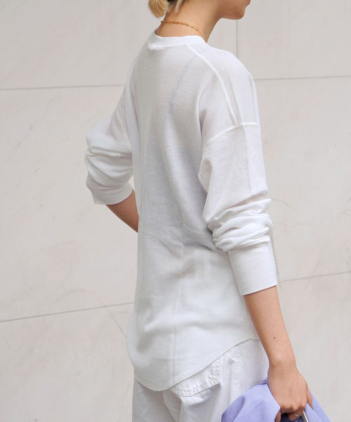 2025✨Deuxieme Classe シアーTシャツ ワッフル ホワイト New シアーワッフルTシャツ（Tシャツ/カットソー）｜EVERYDAY I