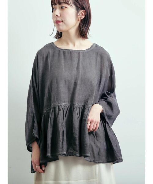 SM2（エスエムツー）の「インドボイルピグメント加工ギャザーブラウス（シャツ/ブラウス・レディース・ピンク/チャコールグレー/ブルー/オレンジ・F）」の2枚目の写真