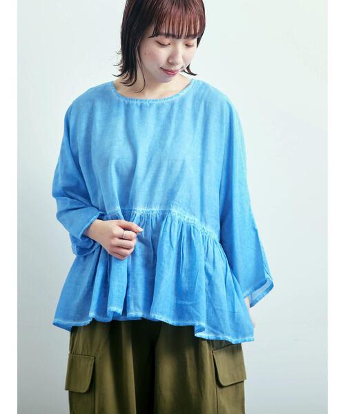 SM2（エスエムツー）の「インドボイルピグメント加工ギャザーブラウス（シャツ/ブラウス・レディース・ピンク/チャコールグレー/ブルー/オレンジ・F）」の3枚目の写真