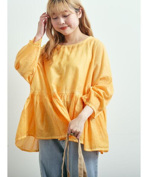 SM2（エスエムツー）の「インドボイルピグメント加工ギャザーブラウス（シャツ/ブラウス・レディース・ピンク/チャコールグレー/ブルー/オレンジ・F）」の12枚目の写真