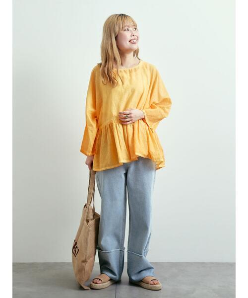 SM2（エスエムツー）の「インドボイルピグメント加工ギャザーブラウス（シャツ/ブラウス・レディース・ピンク/チャコールグレー/ブルー/オレンジ・F）」の6枚目の写真