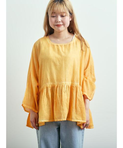 SM2（エスエムツー）の「インドボイルピグメント加工ギャザーブラウス（シャツ/ブラウス・レディース・ピンク/チャコールグレー/ブルー/オレンジ・F）」の5枚目の写真