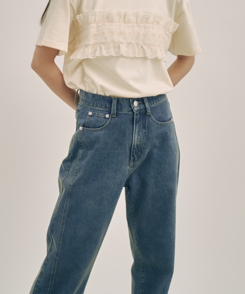 moitytto カットオフデニム　ネイビーM 低身長さん向けSサイズあり】カットオフデニム（デニムパンツ