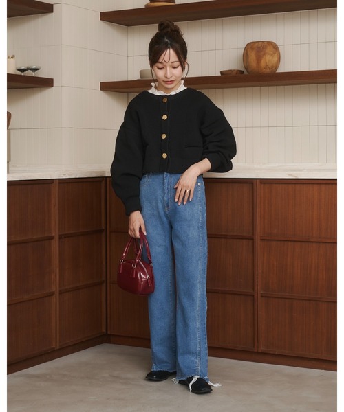 【新品未使用】moitytto カットオフデニム　ネイビー　Sサイズ　匿名配送 moi tytto（モイテュット）の「【低身長さん向けSサイズあり】カット