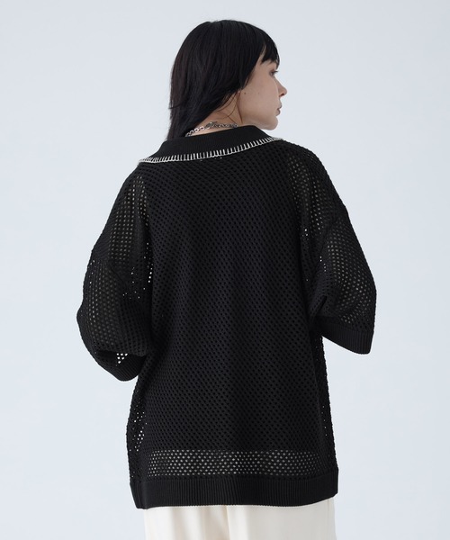 VELNUS】Watermark knitting loose short sleeve stitch summer