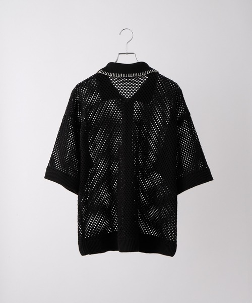VELNUS(ベルナス)の「【VELNUS】Sheer Knit Loose Short-Sleeve Stitch Summer Knit Shirt/透かし編みルーズ半袖ステッチサマーニットシャツ(シャツ/ブラウス・メンズ・ブラック/ブルー/バーガンディー/グリーン・S/M/L)」の6枚目の写真