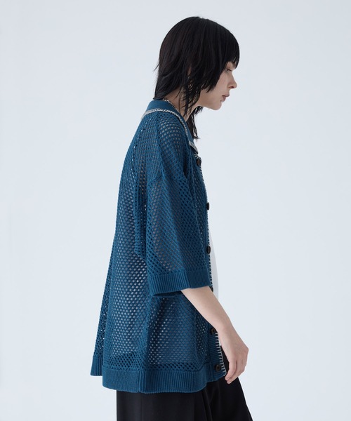 VELNUS】Watermark knitting loose short sleeve stitch summer