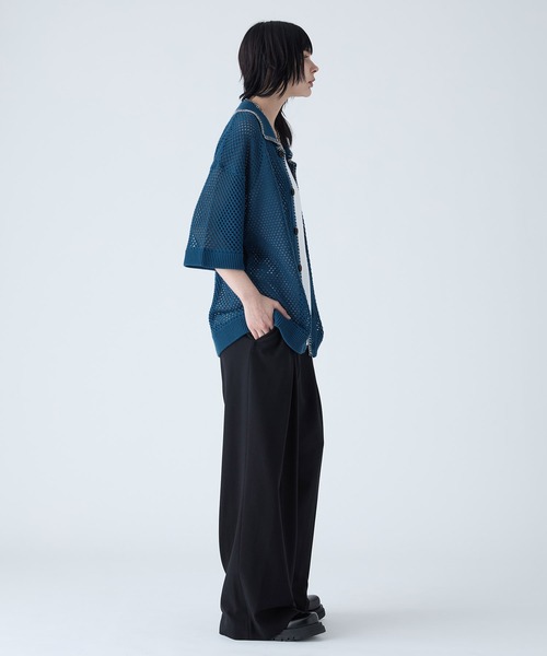 VELNUS】Watermark knitting loose short sleeve stitch summer
