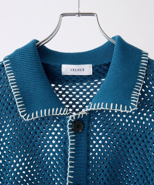 VELNUS(ベルナス)の「【VELNUS】Sheer Knit Loose Short-Sleeve Stitch Summer Knit Shirt/透かし編みルーズ半袖ステッチサマーニットシャツ(シャツ/ブラウス・メンズ・ブラック/ブルー/バーガンディー/グリーン・S/M/L)」の10枚目の写真
