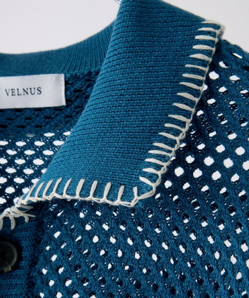 VELNUS(ベルナス)の「【VELNUS】Sheer Knit Loose Short-Sleeve Stitch Summer Knit Shirt/透かし編みルーズ半袖ステッチサマーニットシャツ(シャツ/ブラウス・メンズ・ブラック/ブルー/バーガンディー/グリーン・S/M/L)」の11枚目の写真