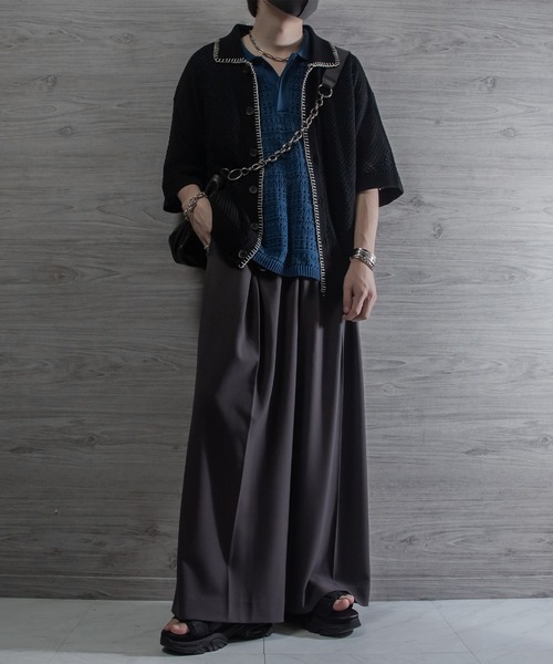 VELNUS(ベルナス)の「【VELNUS】Sheer Knit Loose Short-Sleeve Stitch Summer Knit Shirt/透かし編みルーズ半袖ステッチサマーニットシャツ(シャツ/ブラウス・メンズ・ブラック/ブルー/バーガンディー/グリーン・S/M/L)」の19枚目の写真
