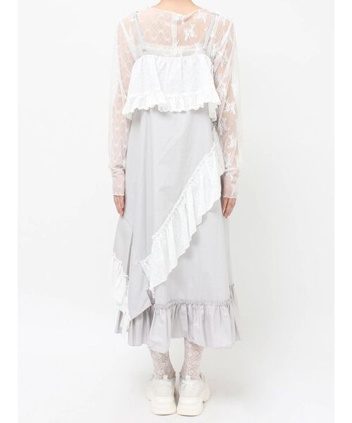 merry jenny（メリージェニー）の「remakishキャミワンピース（ワンピース・レディース・グレー/オフホワイト・FREE）」の6枚目の写真