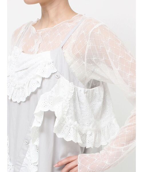 merry jenny（メリージェニー）の「remakishキャミワンピース（ワンピース・レディース・グレー/オフホワイト・FREE）」の8枚目の写真