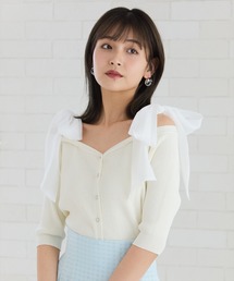 REDYAZEL | ショルダーリボンオフショルニットトップス(カーディガン/ボレロ)