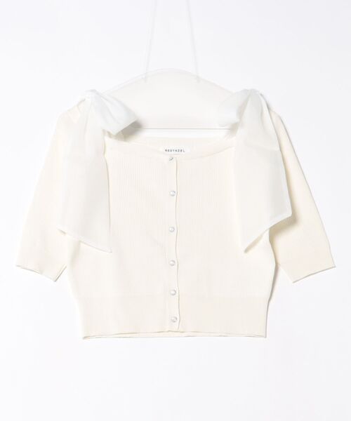 REDYAZEL（レディアゼル）の「ショルダーリボンオフショルニットトップス（カーディガン/ボレロ・レディース・ホワイト/ピンク/ブラック/グリーン・FREE）」の5枚目の写真