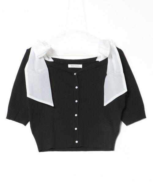 REDYAZEL（レディアゼル）の「ショルダーリボンオフショルニットトップス（カーディガン/ボレロ・レディース・ホワイト/ピンク/ブラック/グリーン・FREE）」の9枚目の写真