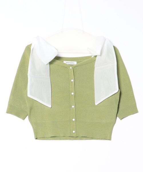 REDYAZEL（レディアゼル）の「ショルダーリボンオフショルニットトップス（カーディガン/ボレロ・レディース・ホワイト/ピンク/ブラック/グリーン・FREE）」の7枚目の写真