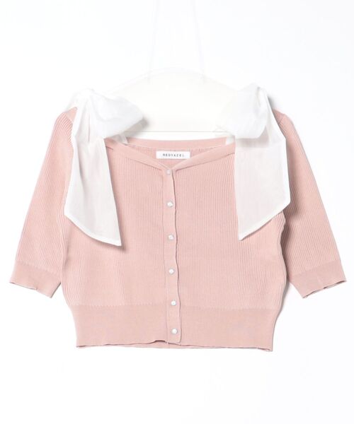 REDYAZEL（レディアゼル）の「ショルダーリボンオフショルニットトップス（カーディガン/ボレロ・レディース・ホワイト/ピンク/ブラック/グリーン・FREE）」の8枚目の写真