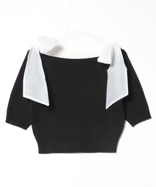 REDYAZEL（レディアゼル）の「ショルダーリボンオフショルニットトップス（カーディガン/ボレロ・レディース・ホワイト/ピンク/ブラック/グリーン・FREE）」の6枚目の写真