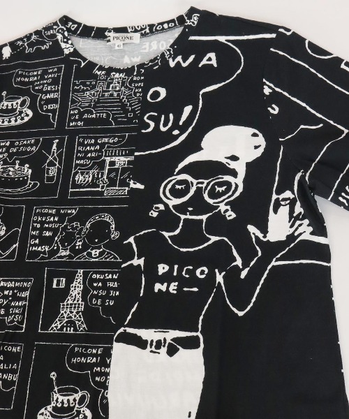 STUDIO PICONE(スタジオピッコーネ)の「コットン100%プリント柄プルオーバー(Tシャツ/カットソー・レディース・ホワイト/ブラック・LL/M/L)」の4枚目の写真