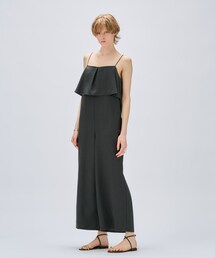 cloenc | 【UVカット／接触冷感／セットアップ／手洗い可】ドライタッチタックフリルオールインワン(サロペット/オーバーオール)