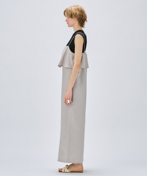 cloenc（クロエンス）の「【セットアップ／手洗い可】ドライタッチタックフリルオールインワン（サロペット/オーバーオール・レディース・スミクロ/ダークブラウン/グレー・03/02/01）」の9枚目の写真