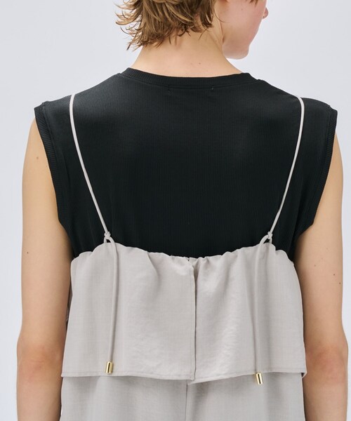 cloenc（クロエンス）の「【セットアップ／手洗い可】ドライタッチタックフリルオールインワン（サロペット/オーバーオール・レディース・スミクロ/ダークブラウン/グレー・03/02/01）」の12枚目の写真