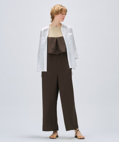 cloenc（クロエンス）の「【セットアップ／手洗い可】ドライタッチタックフリルオールインワン（サロペット/オーバーオール・レディース・スミクロ/ダークブラウン/グレー・03/02/01）」の16枚目の写真