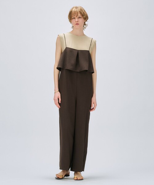 cloenc（クロエンス）の「【セットアップ／手洗い可】ドライタッチタックフリルオールインワン（サロペット/オーバーオール・レディース・スミクロ/ダークブラウン/グレー・03/02/01）」の17枚目の写真