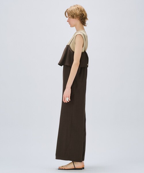 cloenc（クロエンス）の「【セットアップ／手洗い可】ドライタッチタックフリルオールインワン（サロペット/オーバーオール・レディース・スミクロ/ダークブラウン/グレー・03/02/01）」の18枚目の写真