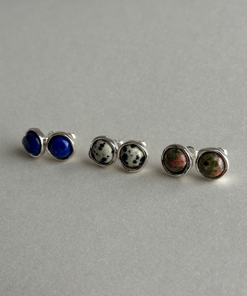 whoseA(フーシー)の「【silver925】RoundgemstonePierce/ラウンドジェムストーンピアス(ピアス(両耳用)・レディース・マルチ/アイボリー/ブルー・FREE)」の3枚目の写真