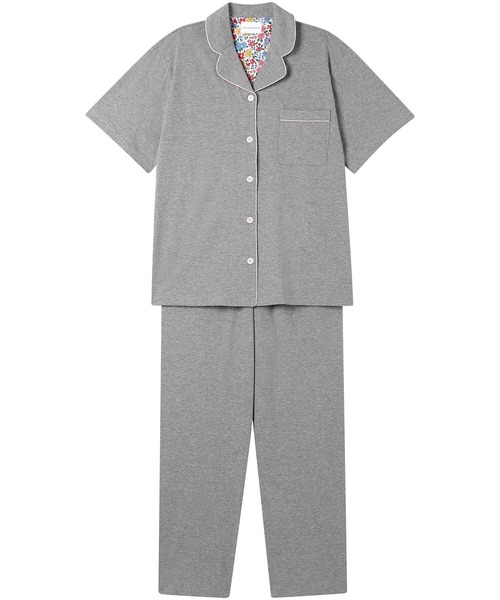 une nana cool(ウンナナクール)の「23色展開!【綿100%】40ハイゲージ天竺半袖パジャマ MADE WITH LIBERTY FABRIC(ルームウェア/パジャマ・レディース・ブルー/クリーム/グレー/ブラック/ブルーグレー/アイボリー/エメラルド/オリーブ/ベビーピンク/サックスブルー/グリーン/ダークネイビー/ライトグレー/ライトグリーン/ピンク/レッド/ホワイト/マスタード/ダークグレー/ネイビー/オレンジ/レッドパープル/イエロー・M/L)」の6枚目の写真