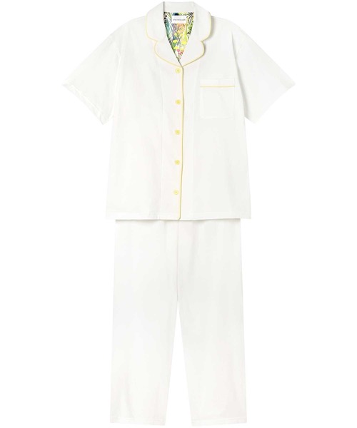 une nana cool(ウンナナクール)の「23色展開!【綿100%】40ハイゲージ天竺半袖パジャマ MADE WITH LIBERTY FABRIC(ルームウェア/パジャマ・レディース・ブルー/クリーム/グレー/ブラック/ブルーグレー/アイボリー/エメラルド/オリーブ/ベビーピンク/サックスブルー/グリーン/ダークネイビー/ライトグレー/ライトグリーン/ピンク/レッド/ホワイト/マスタード/ダークグレー/ネイビー/オレンジ/レッドパープル/イエロー・M/L)」の2枚目の写真