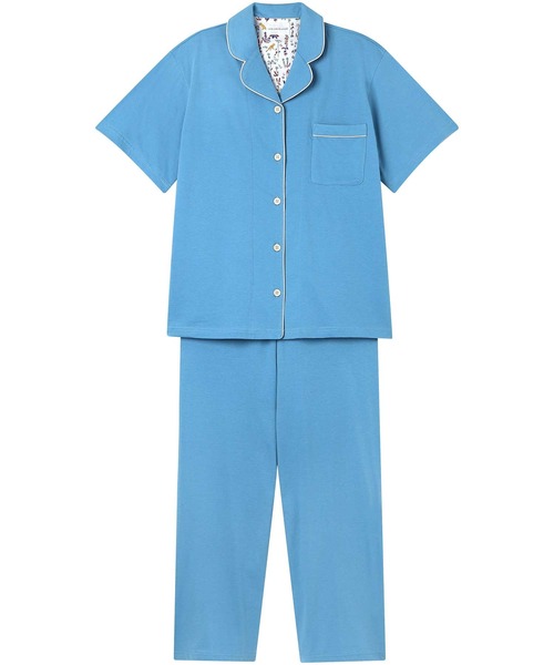 une nana cool(ウンナナクール)の「23色展開!【綿100%】40ハイゲージ天竺半袖パジャマ MADE WITH LIBERTY FABRIC(ルームウェア/パジャマ・レディース・ブルー/クリーム/グレー/ブラック/ブルーグレー/アイボリー/エメラルド/オリーブ/ベビーピンク/サックスブルー/グリーン/ダークネイビー/ライトグレー/ライトグリーン/ピンク/レッド/ホワイト/マスタード/ダークグレー/ネイビー/オレンジ/レッドパープル/イエロー・M/L)」の15枚目の写真