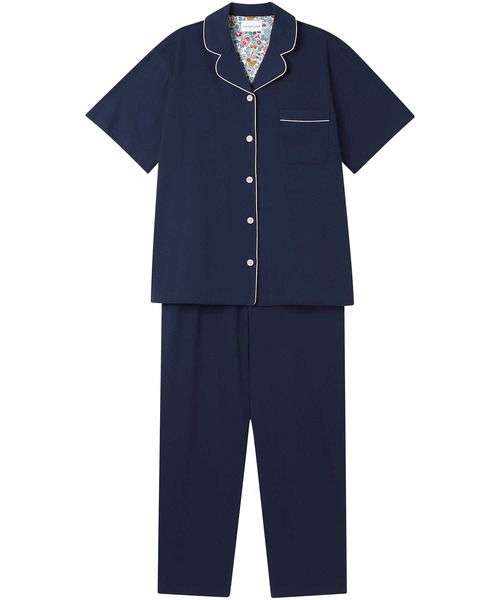 une nana cool(ウンナナクール)の「23色展開!【綿100%】40ハイゲージ天竺半袖パジャマ MADE WITH LIBERTY FABRIC(ルームウェア/パジャマ・レディース・ブルー/クリーム/グレー/ブラック/ブルーグレー/アイボリー/エメラルド/オリーブ/ベビーピンク/サックスブルー/グリーン/ダークネイビー/ライトグレー/ライトグリーン/ピンク/レッド/ホワイト/マスタード/ダークグレー/ネイビー/オレンジ/レッドパープル/イエロー・M/L)」の17枚目の写真