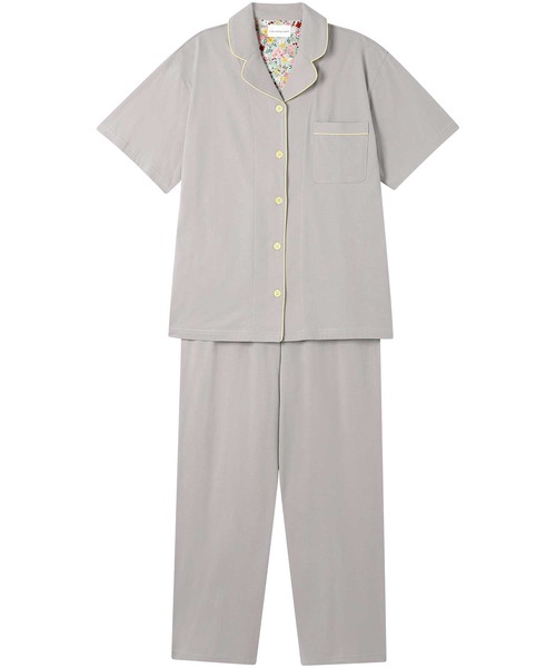 une nana cool(ウンナナクール)の「23色展開!【綿100%】40ハイゲージ天竺半袖パジャマ MADE WITH LIBERTY FABRIC(ルームウェア/パジャマ・レディース・ブルー/クリーム/グレー/ブラック/ブルーグレー/アイボリー/エメラルド/オリーブ/ベビーピンク/サックスブルー/グリーン/ダークネイビー/ライトグレー/ライトグリーン/ピンク/レッド/ホワイト/マスタード/ダークグレー/ネイビー/オレンジ/レッドパープル/イエロー・M/L)」の5枚目の写真