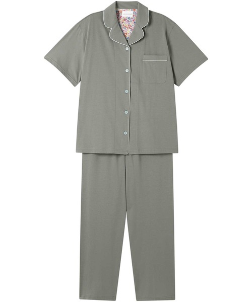 une nana cool(ウンナナクール)の「23色展開!【綿100%】40ハイゲージ天竺半袖パジャマ MADE WITH LIBERTY FABRIC(ルームウェア/パジャマ・レディース・ブルー/クリーム/グレー/ブラック/ブルーグレー/アイボリー/エメラルド/オリーブ/ベビーピンク/サックスブルー/グリーン/ダークネイビー/ライトグレー/ライトグリーン/ピンク/レッド/ホワイト/マスタード/ダークグレー/ネイビー/オレンジ/レッドパープル/イエロー・M/L)」の8枚目の写真