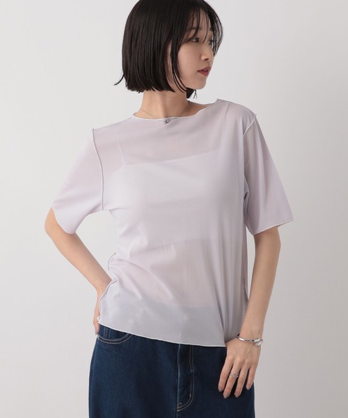 LOWRYS FARM(ローリーズファーム)の「シアーメローSS 496443(Tシャツ/カットソー・レディース・ブラック/アイボリー/パープル・FREE)」の1枚目の写真