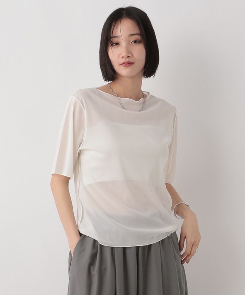 LOWRYS FARM(ローリーズファーム)の「シアーメローSS 496443(Tシャツ/カットソー・レディース・ブラック/アイボリー/パープル・FREE)」の2枚目の写真