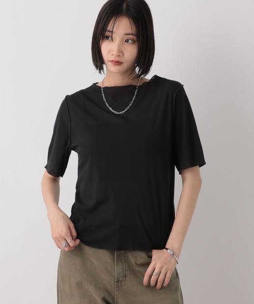 LOWRYS FARM(ローリーズファーム)の「シアーメローSS 496443(Tシャツ/カットソー・レディース・ブラック/アイボリー/パープル・FREE)」の3枚目の写真