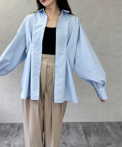 Per sist ence(パーシエンス)の「ブロードウエストタックシャツ(シャツ/ブラウス・レディース・ピンク/オフホワイト/チャコールグレー/ブルー・ONE SIZE)」の18枚目の写真