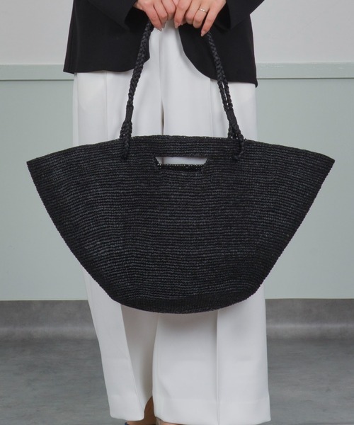 関税送料込み【AMIRI】アミリ MA かごバッグ ラフィア 関税送料込 AMI PARIS ナチュラルラフィア トートバッグ (AMI