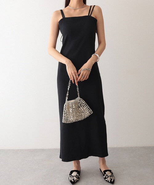 Lace Ladies(レースレディース)の「コットン バックスリット リブ キャミソール ロング ワンピース(ワンピース・レディース・グレイッシュベージュ/ブラック/グレー・FREE/S)」の4枚目の写真