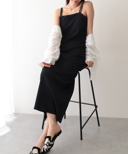 Lace Ladies(レースレディース)の「コットン バックスリット リブ キャミソール ロング ワンピース(ワンピース・レディース・グレイッシュベージュ/ブラック/グレー・FREE/S)」の8枚目の写真