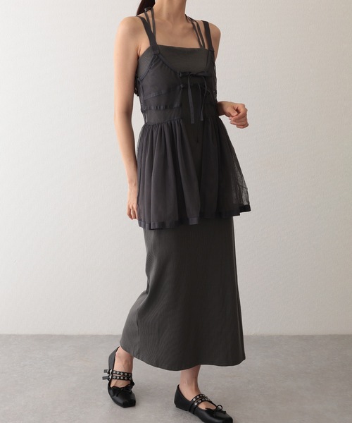 Lace Ladies(レースレディース)の「コットン バックスリット リブ キャミソール ロング ワンピース(ワンピース・レディース・グレイッシュベージュ/ブラック/グレー・FREE/S)」の10枚目の写真