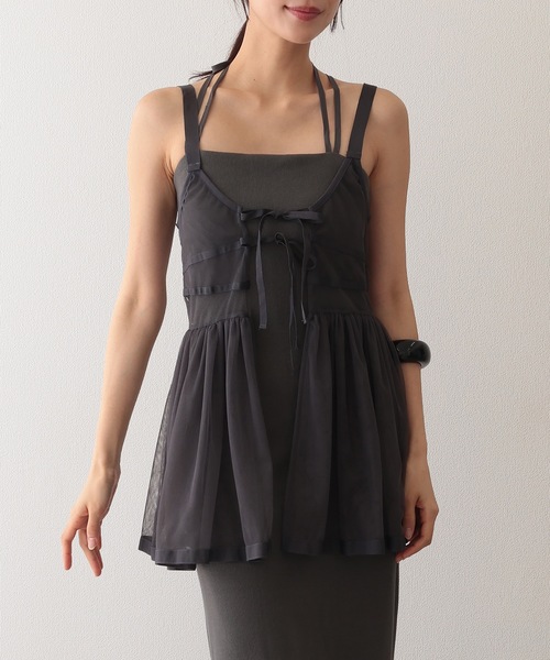 Lace Ladies(レースレディース)の「コットン バックスリット リブ キャミソール ロング ワンピース(ワンピース・レディース・グレイッシュベージュ/ブラック/グレー・FREE/S)」の12枚目の写真