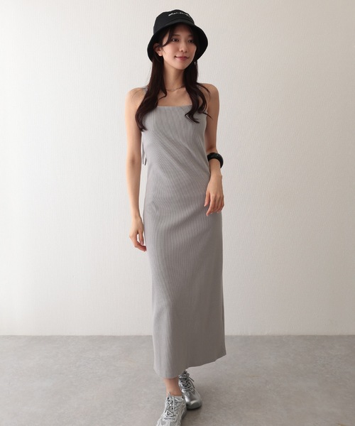 Lace Ladies(レースレディース)の「コットン バックスリット リブ キャミソール ロング ワンピース(ワンピース・レディース・グレイッシュベージュ/ブラック/グレー・FREE/S)」の14枚目の写真
