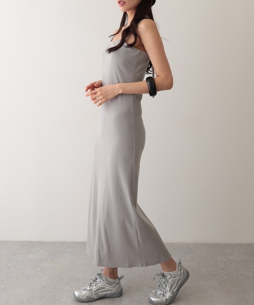 Lace Ladies(レースレディース)の「コットン バックスリット リブ キャミソール ロング ワンピース(ワンピース・レディース・グレイッシュベージュ/ブラック/グレー・FREE/S)」の15枚目の写真