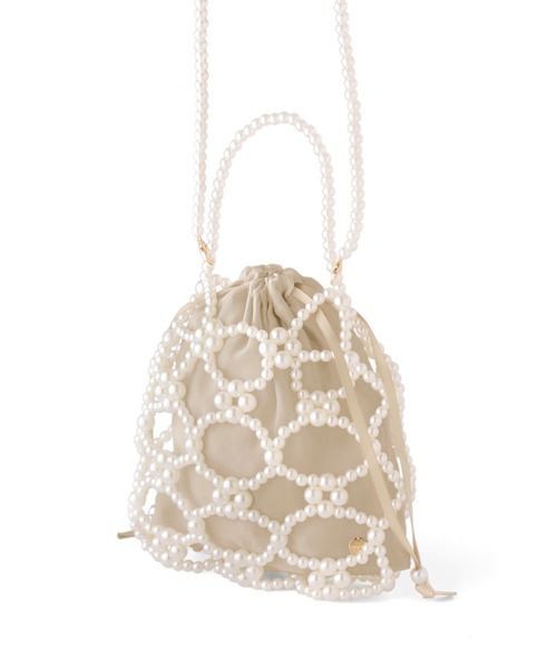 ANEMONE（アネモネ）の「ビーズ編み巾着2WAYバッグ（ショルダーバッグ・レディース・クリア/ホワイト系その他2/シルバー・FREE）」の5枚目の写真