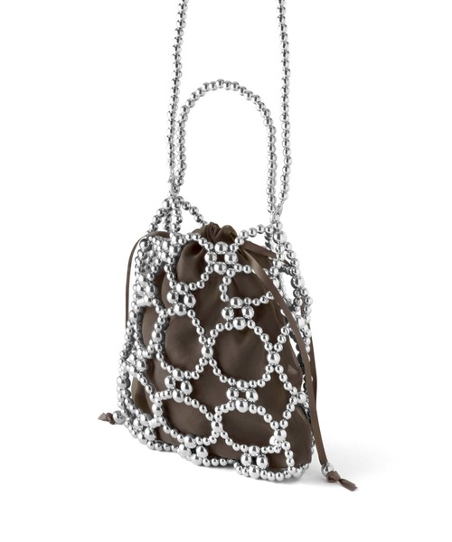 ANEMONE（アネモネ）の「ビーズ編み巾着2WAYバッグ（ショルダーバッグ・レディース・クリア/ホワイト系その他2/シルバー・FREE）」の6枚目の写真